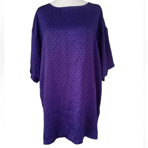 Vintage Gold Label Victoria's Secret Royal Purple Micro Floral Satin Nightgown